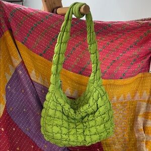 Vibrant Lime Quilted Crossbody Bag